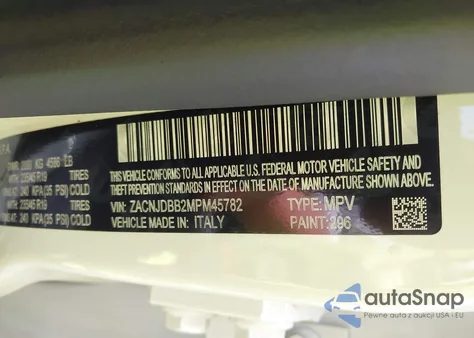 2021 Jeep Renegade 80Th Anniversary 4X4 from USA, damaged, VIN ZACNJDBB2MPM45782